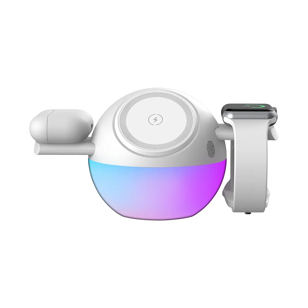 A Photo Of Porodo Orbix 3-In-1 Wireless Charger with Adjustable Ambient Light