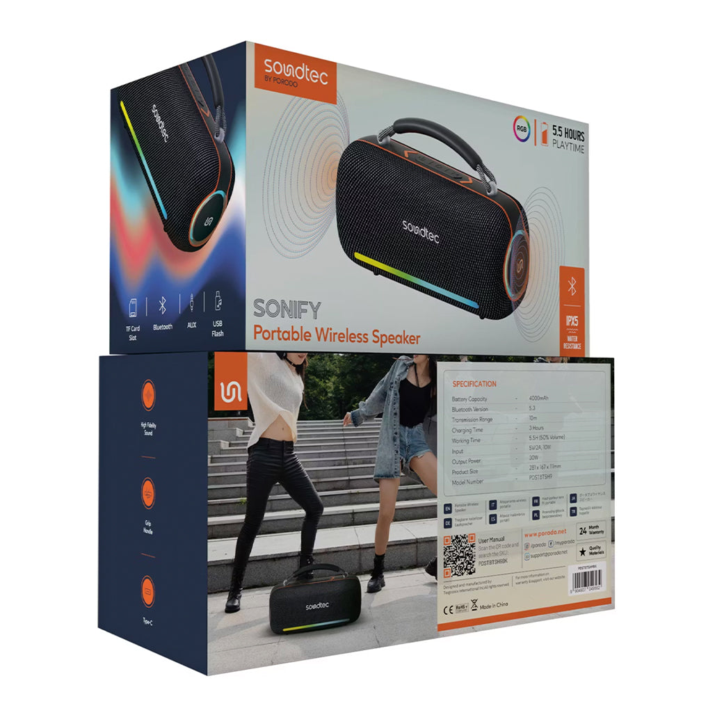 A Photo Of Porodo Soundtec 60W Bluetooth Speaker - Black