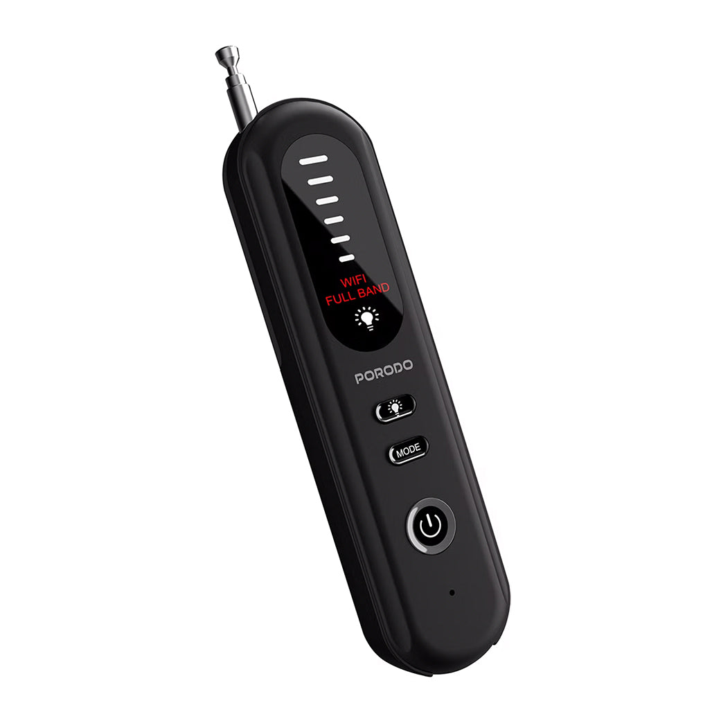 A Photo Of Porodo Spy Guard Wireless Signal & Hidden Camera Detector – 6 Sensitivity Levels, Infrared Lens Detection, Audible Alarm, 8-Hour Battery Life, Portable Anti-Surveillance Device – Black