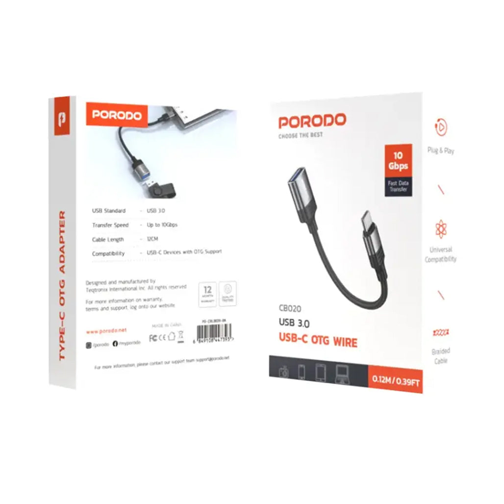 A Photo Of Porodo USB-C OTG Wire - Black