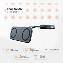 A Photo Of Porodo Vacuum & Adhesive Magnetic Car Mount