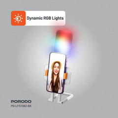A Photo Of Porodo Phone Stand Fill Light with RGB Lighting and Versatile Design