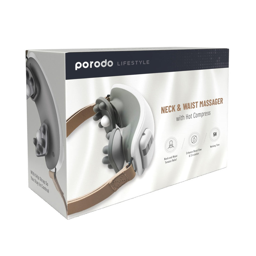 A Photo Of Porodo Lifestyle Neck Massager with Remote controller - White | PD-LSNMR-WH
