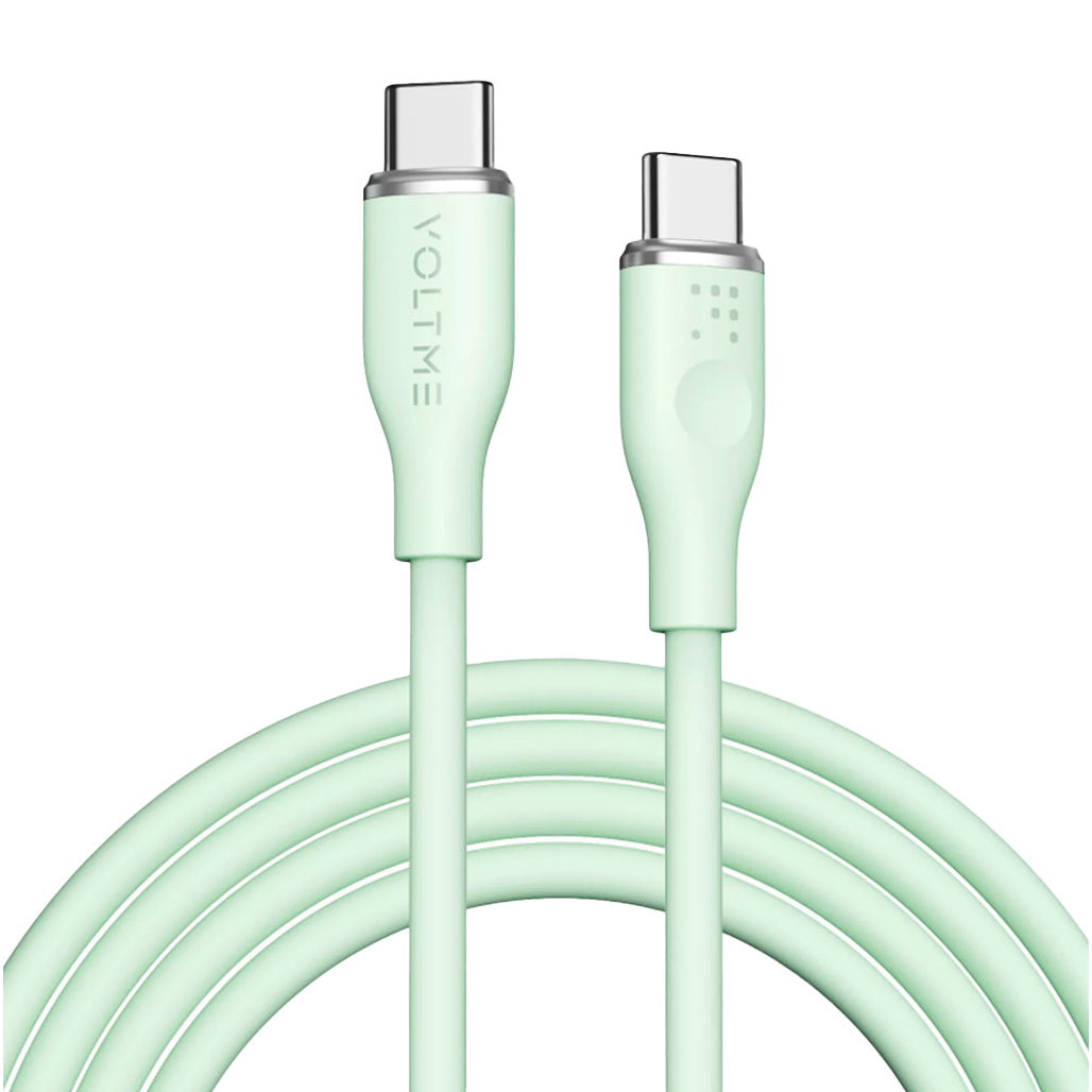 A Photo Of Voltme PowerLink Moss Liquid Silicone 100W USB-C to USB-C Fast Charging Cable 1M