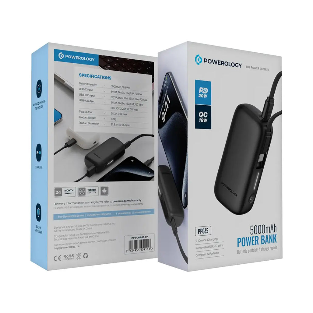 A Photo Of Powerology 5000mAh Power Bank - PPBCHA65-BK