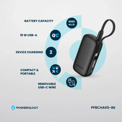 A Photo Of Powerology 5000mAh Power Bank - PPBCHA65-BK