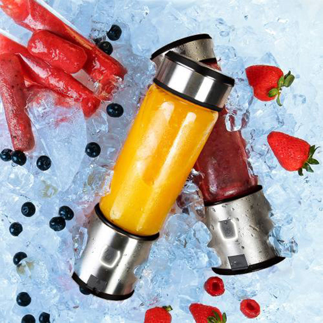 A Photo Of Powerology P6BPJBK 6-Blades Portable Juicer and Blender - Rechargeable with Borosilicate Glass, Ice Crushing Technology