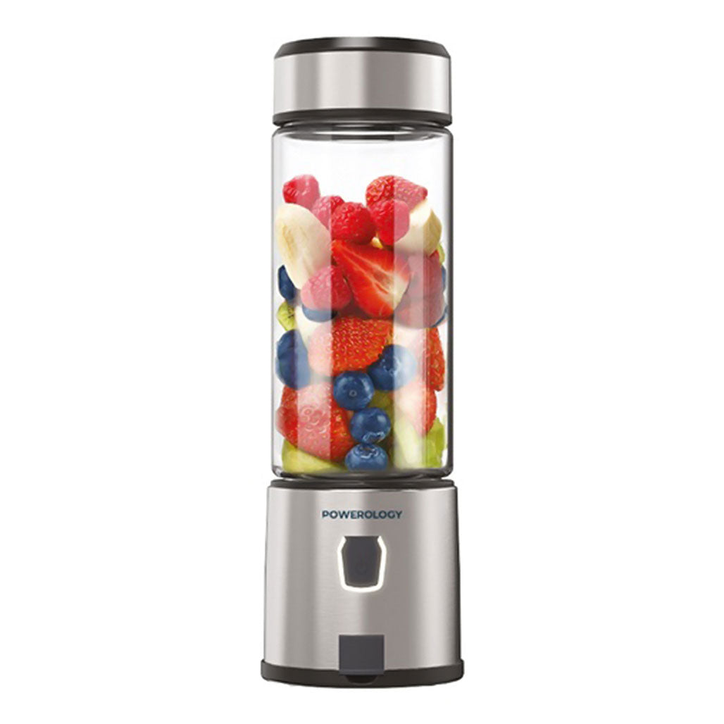 A Photo Of Powerology P6BPJBK 6-Blades Portable Juicer and Blender - Rechargeable with Borosilicate Glass, Ice Crushing Technology