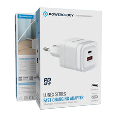A Photo Of Powerology Dual-Port Fast Charging Adapter - White