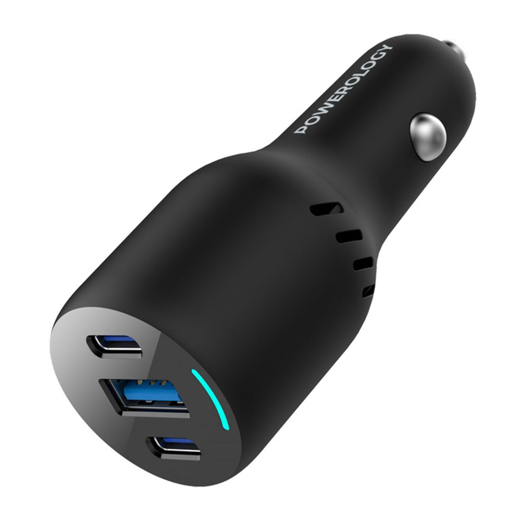 A Photo Of Powerology PD65W + PD20W + QC18W LED Triple Ports Car Charger - Black