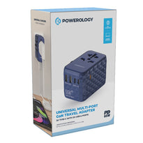 Powerology Universal Multi-Port Travel Adapter PD 65W – Compact, Fast Charging Solution with GaN Technology