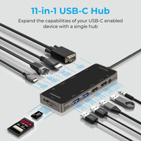 Promate PrimeHub-Pro Ultra-Fast Multiport USB-C Hub with 100W Power Delivery, 4K HDMI, VGA, Ethernet, USB Ports, SD/TF Card Reader
