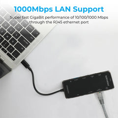 A Photo Of Promate PrimeHub-Pro Ultra-Fast Multiport USB-C Hub with 100W Power Delivery, 4K HDMI, VGA, Ethernet, USB Ports, SD/TF Card Reader