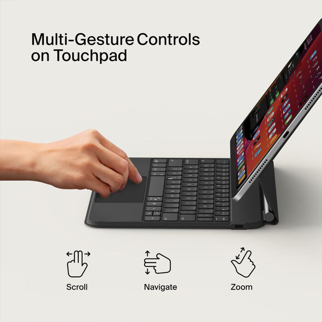 A Photo Of Belkin Pro Arabic Keyboard Case with Magnetic Stand for iPad Pro 11