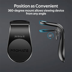 A Photo Of Promate AirGrip-3 360 Degree Air Vent Magnetic Holder | Secure Universal Car Mount - Black