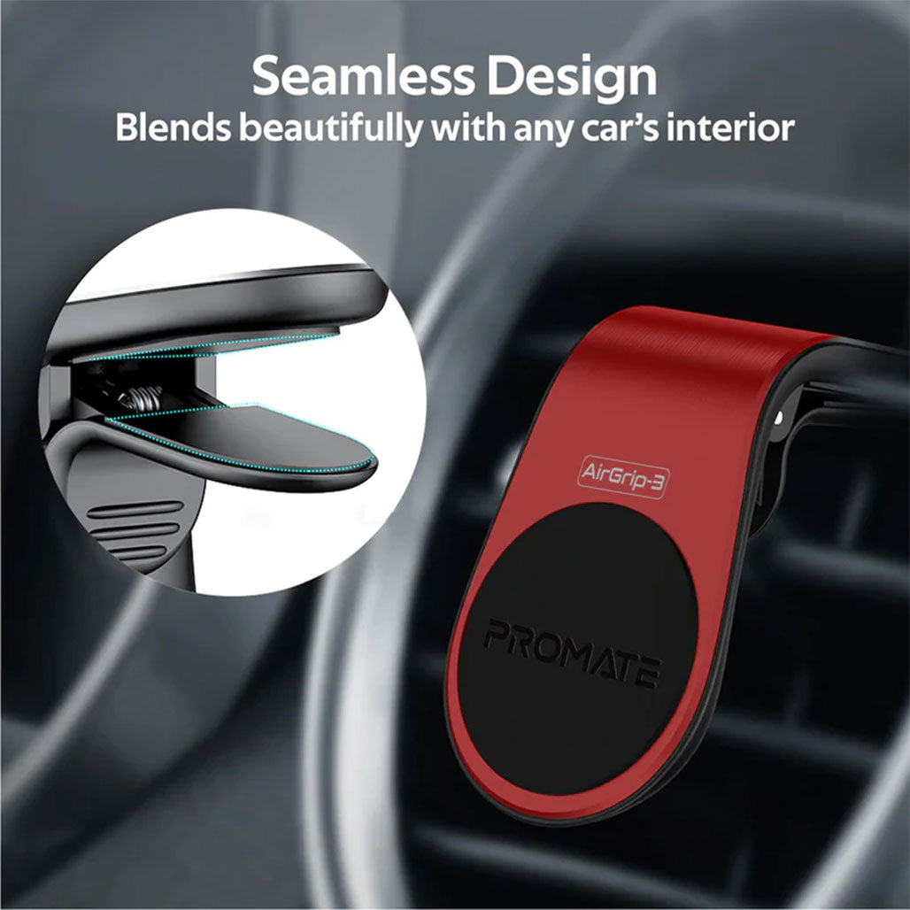 A Photo Of Promate AirGrip-3 360 Degree Air Vent Magnetic Holder | Universal Car Mount - Red