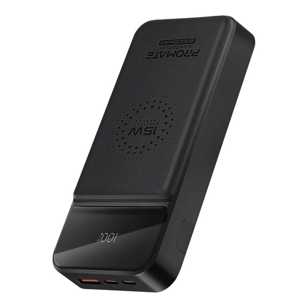 A Photo Of Promate AuraTorq-20 Ultra Slim 15W Wireless Charging Power Bank | 20W PD & QC3.0 Fast Charger