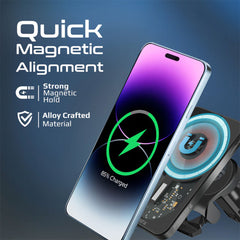 A Photo Of Promate LucidMount-15 15W MagSafe Transparent Car Wireless Charger | High-Speed Charging with Cradleless Design