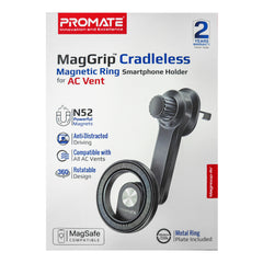 A Photo Of Promate MagGrip Cradeless Magnetic Ring Smartphone Holder for AC Vent | MagHoop-AV – Universal Compatibility & Secure Grip