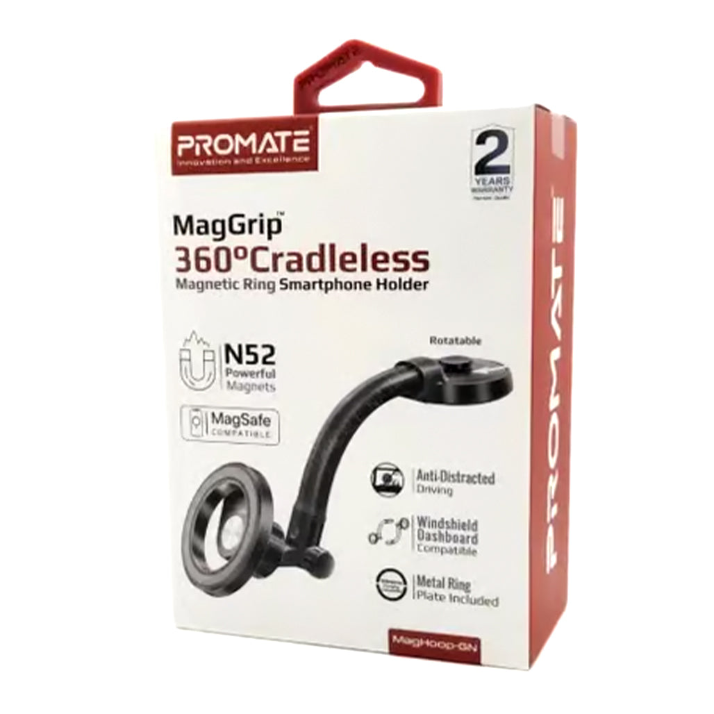 A Photo Of Promate MagHoop-GN MagGrip Magnetic Ring Phone Holder – 360° Cradleless Design | N52 Magnets | MagSafe Compatible