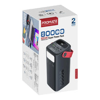Promate PowerMine-80 - 80000mAh High-Capacity 65W Fast-Charging Power Pack with LED Light
