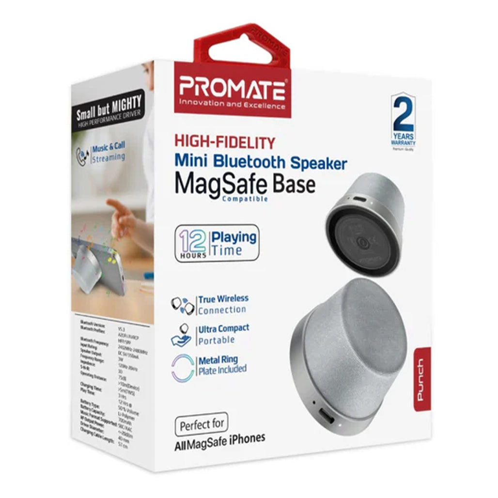 A Photo Of Promate Punch Mini - Bluetooth Speaker with MagSafe Compatibility