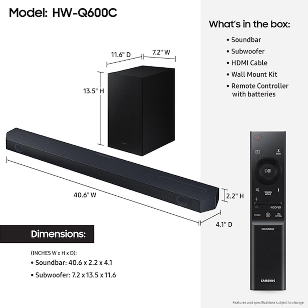 A Photo Of Samsung 3.1.2ch Dolby Atmos Soundbar with Q-Symphony - HW-Q600C