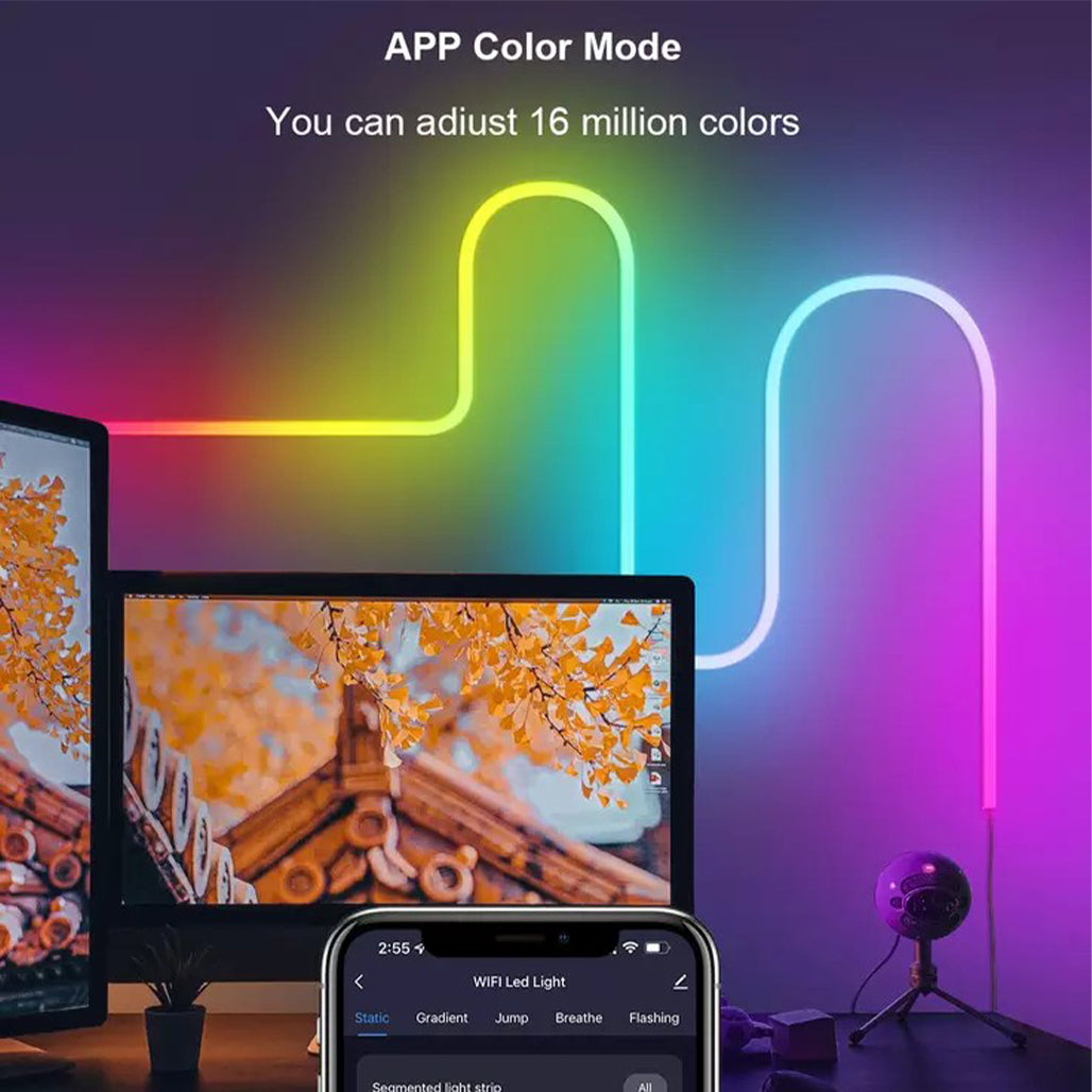 A Photo Of RGB-IC LED Neon Rope Light – Smart Color Changing Strip with Voice & App Control for Home Decor