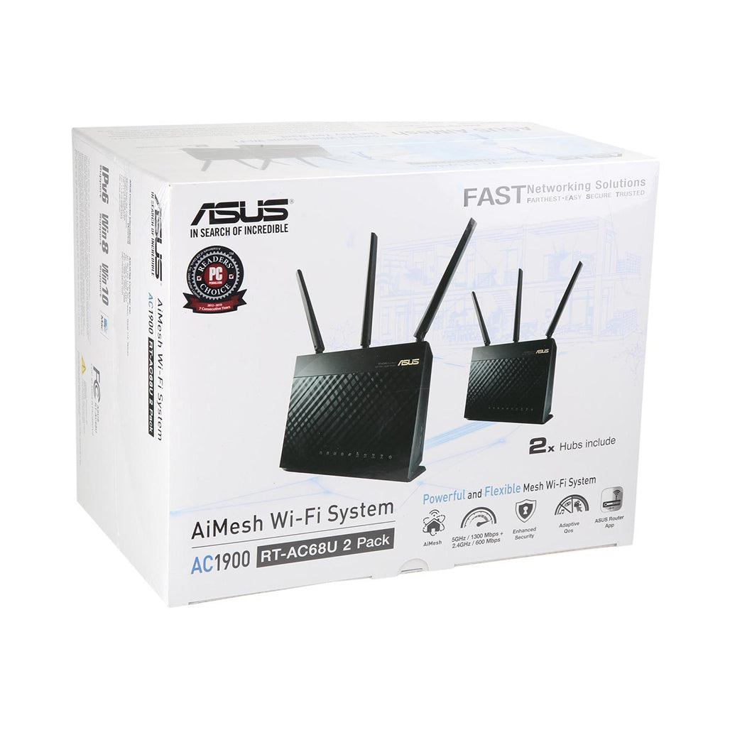 A Photo Of ASUS RT-AC68U 2-Pack - AiMesh AC1900 Whole Home WiFi System