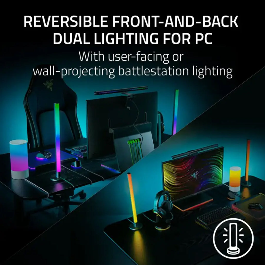 A Photo Of Razer Aether RGB Light Bars for PC – Smart Ambient Lighting with Voice Control & Chroma Sync