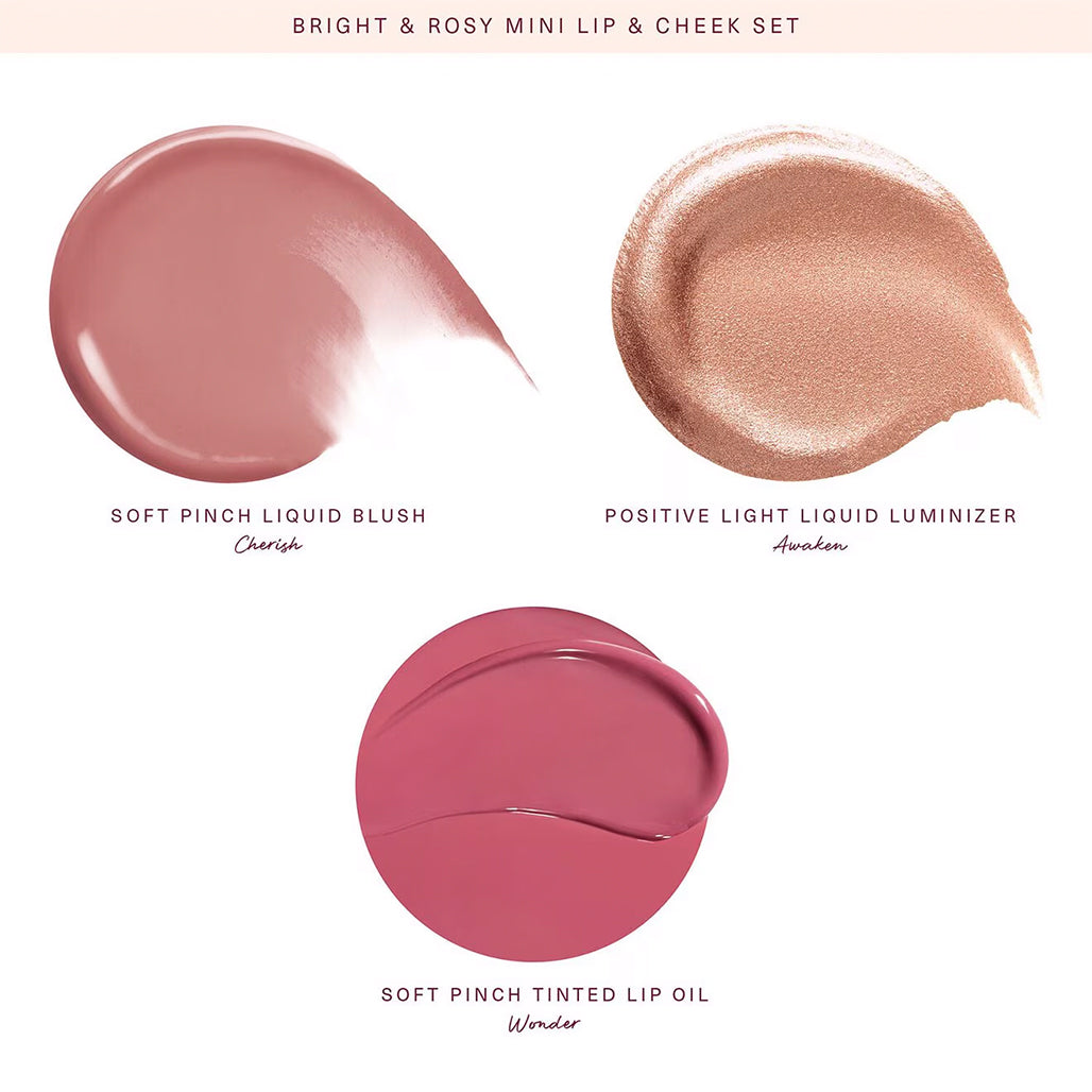 A Photo Of Rare Beauty Bright & Rosy Mini Lip And Cheek Set