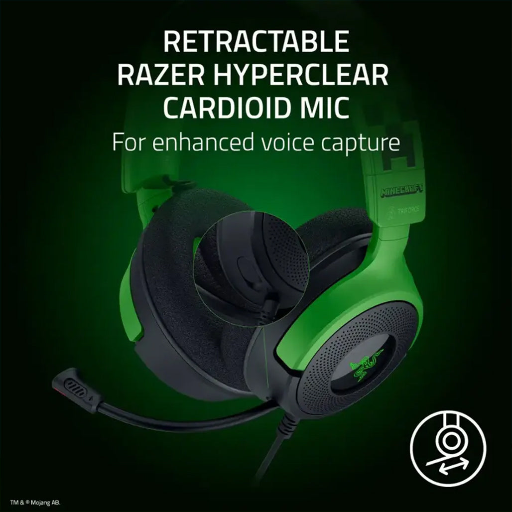 A Photo Of Razer Kraken V4 X Minecraft Edition Wired Gaming Headset with RGB
