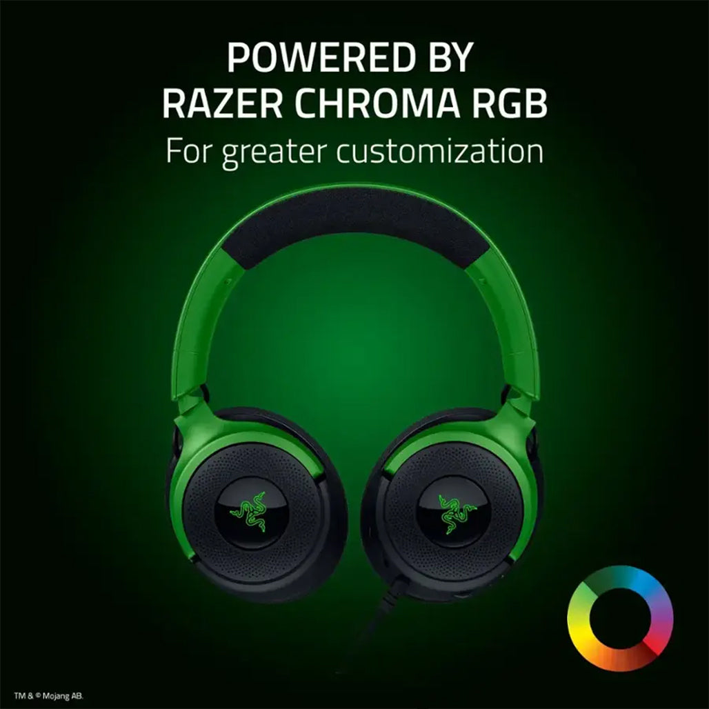 A Photo Of Razer Kraken V4 X Minecraft Edition Wired Gaming Headset with RGB