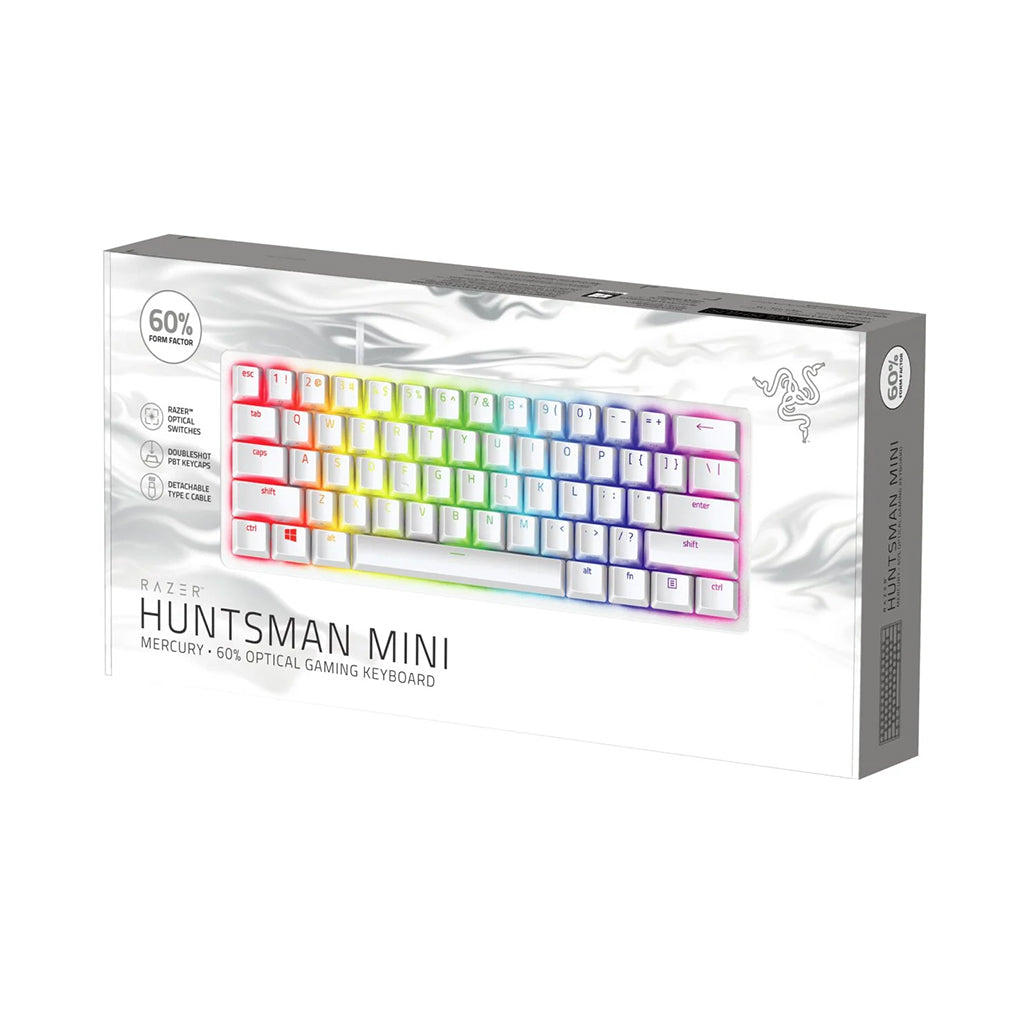 A Photo Of Razer Huntsman Mini - Mercury - 60% Optical Gaming Keyboard