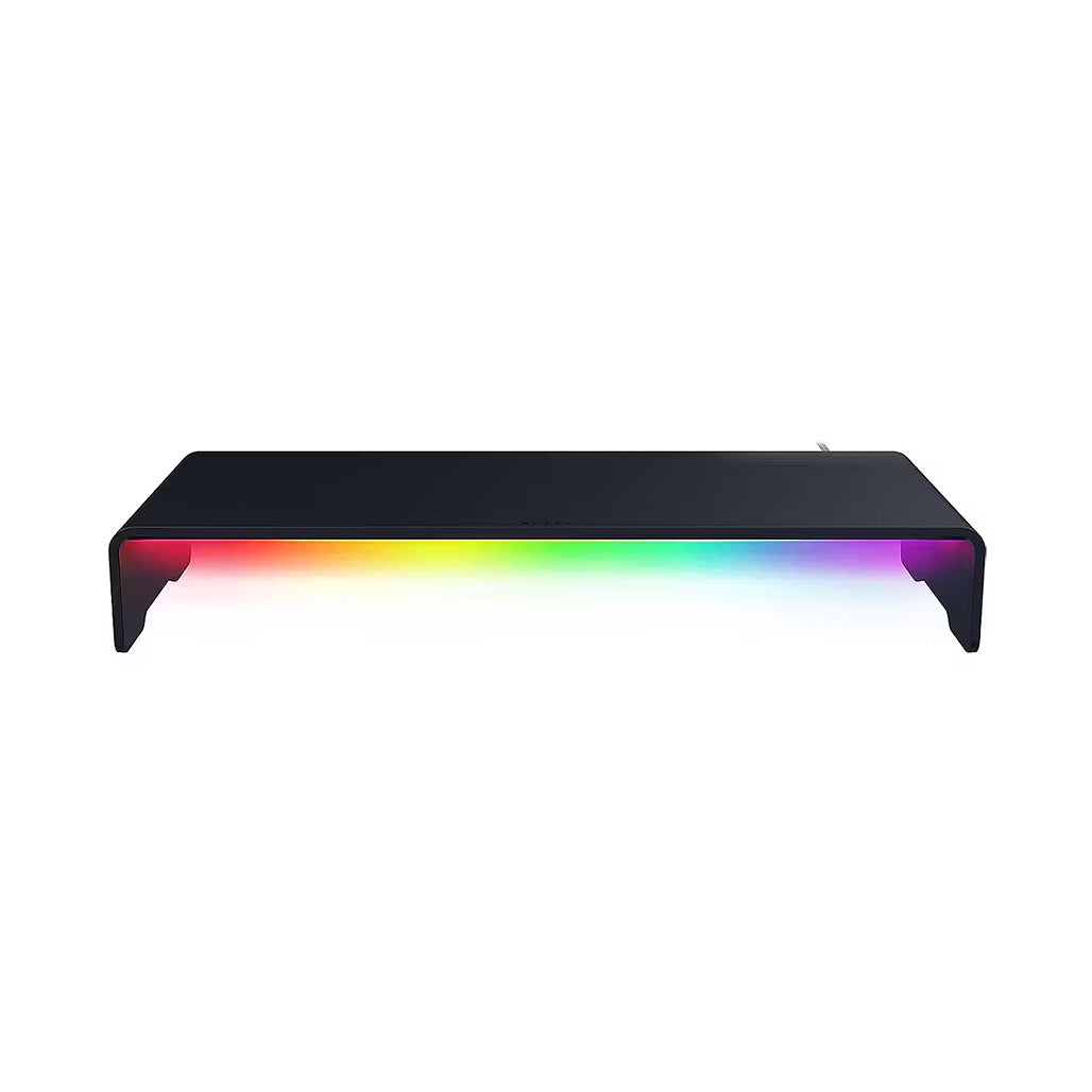 A Photo Of Razer Monitor Stand Chroma – RGB Monitor Riser with USB-C Hub & Aluminum Desk Organizer