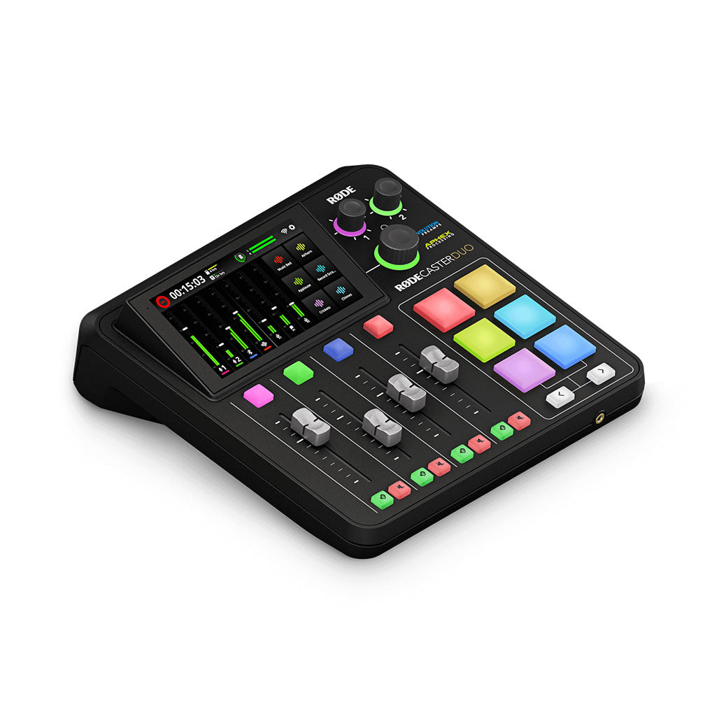 A Photo Of Rode RØDECaster Duo – Compact Integrated Audio Production Studio for Podcasters and Content Creators