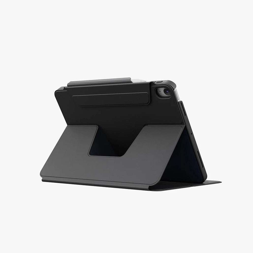 A Photo Of Uniq Rovus SnapMount Magnetic iPad Air M2, M3 - Case with Stand & Apple Pencil Holder