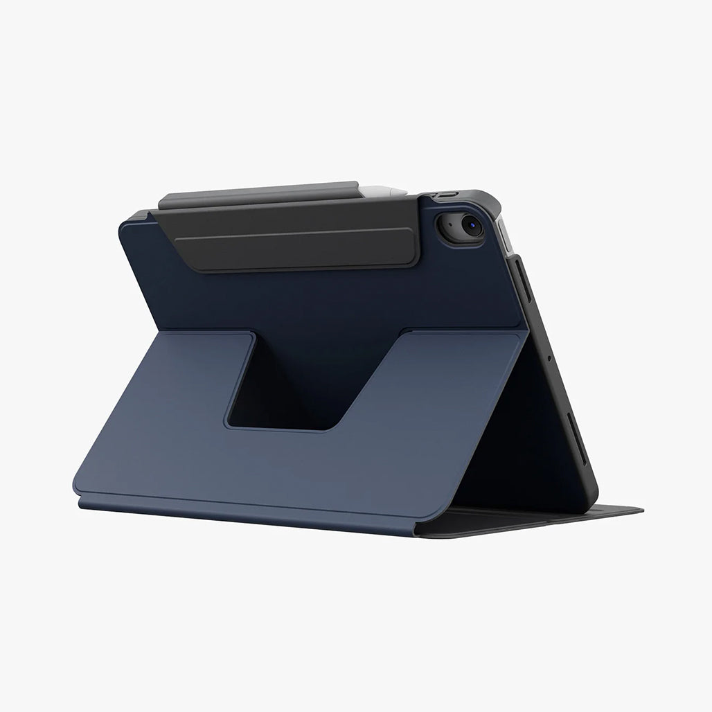 A Photo Of Uniq Rovus SnapMount Magnetic iPad Air M2, M3 - Case with Stand & Apple Pencil Holder