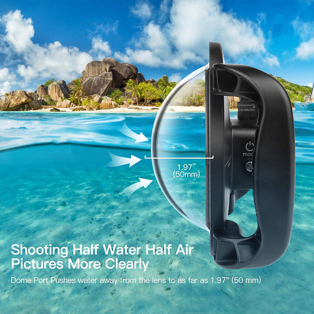 A Photo Of SHOOT Dome Port for GoPro Hero 13/12/11/10/9 Black – Waterproof Over Under Dome Housing with Dual Handle Stabilizer, Anti-Scratch Acrylic Lens, and Floating Grip for Underwater Photography & Video