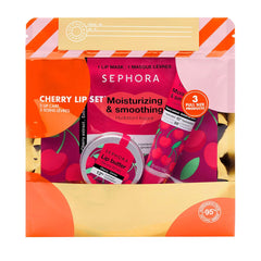 A Photo Of Sephora Cherry Lip Care Set – Hydrating Lip Butter, Lip Mask & Sleeping Mask Trio