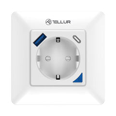 A Photo Of Tellur Smart WiFi Wall Plug with Energy Monitoring, 3600W, 16A, PD20W, USB 18W, Child Protection - White