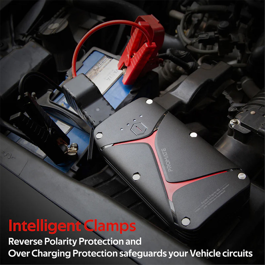 A Photo Of Promate 1200A/12V Heavy Duty Car Battery Booster with 16000mAh Power Bank