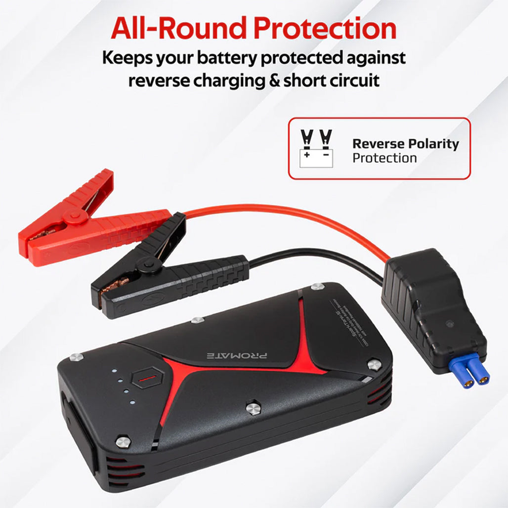A Photo Of Promate 1200A/12V Heavy Duty Car Battery Booster with 16000mAh Power Bank