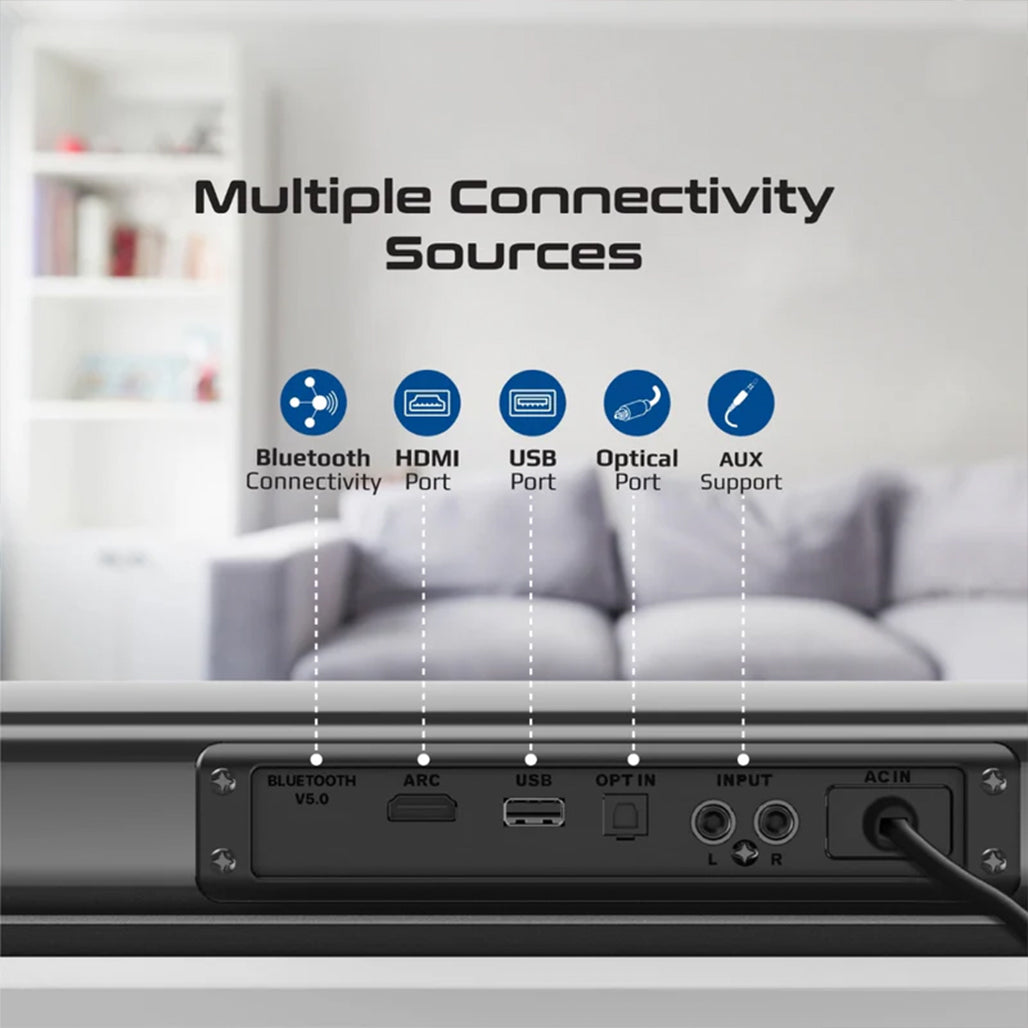 A Photo Of Promate StreamBar-30 - 30W BassBoost™ SoundBar with Subwoofer