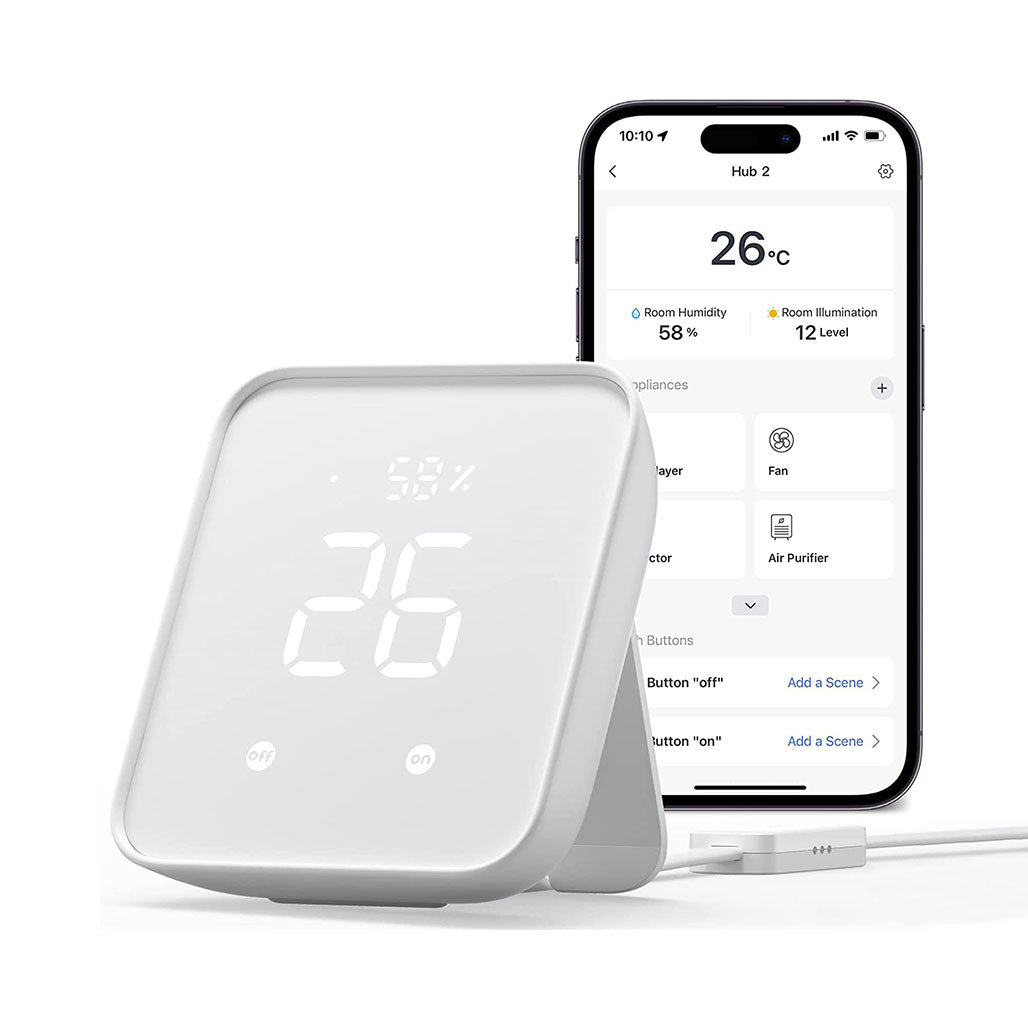 A Photo Of SwitchBot 4 in 1 Hub Gen 2 | Smart Hygrometer, Scene Launch Buttons, and Smart Alerts