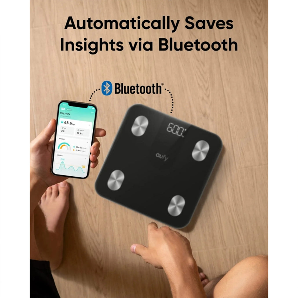 A Photo Of eufy Smart Bluetooth Body Fat Scale A1 – Digital Bathroom Scale with 12 Body Metrics, Fitness Composition Analyzer, Black