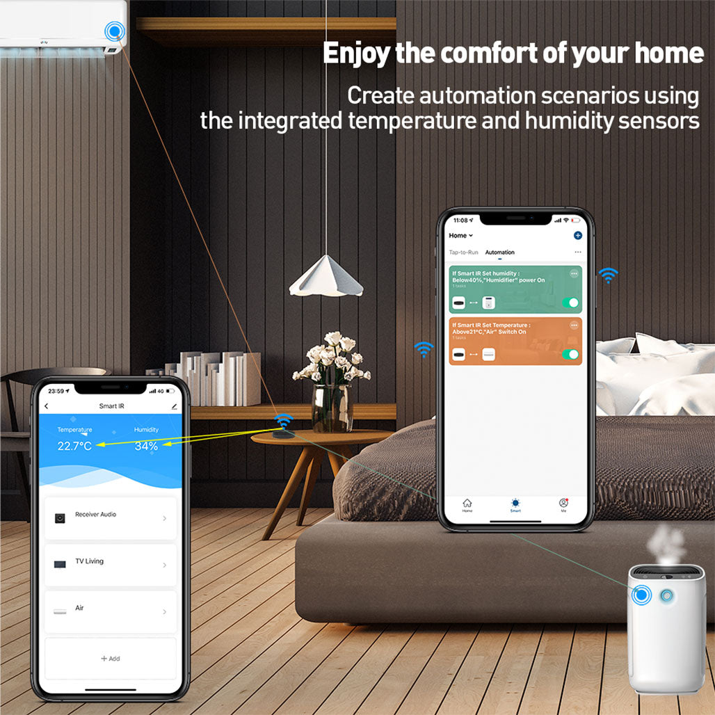 A Photo Of Tellur Smart IR WiFi Remote Control & Temperature and Humidity Sensor – Universal Infrared Controller with Voice and App Control