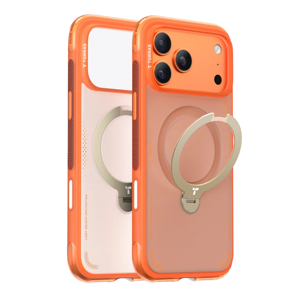 A Photo Of Torras Ostand Q3 Air for iPhone 17 Series | MagSafe-Compatible Case with 360° Spin Stand & Airbag Protection