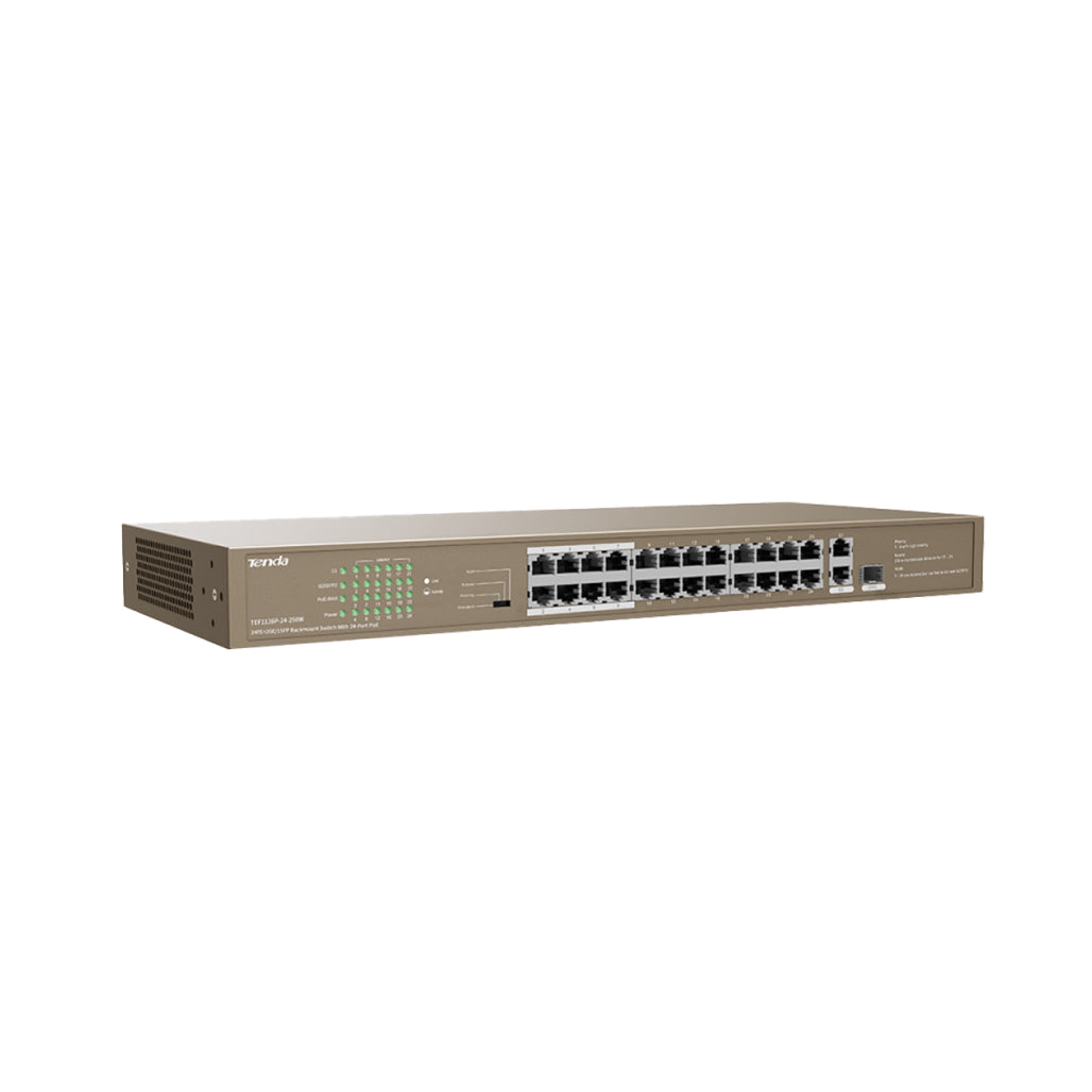 A Photo Of Tenda TEF1126P-24-250W 28-Port PoE Switch – 24 PoE Outputs & 4 Uplinks, 250W Budget