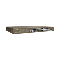 A Photo Of Tenda TEG5328P-24-410W Layer-3 Managed PoE+ Switch – 24×Gigabit + 4×SFP, 370 W Budget